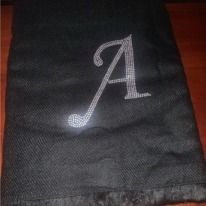 Rhinestone Embossed Letter/Initial “A” Scarf
